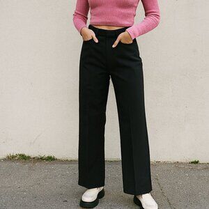 Vintage Levi Strauss Black Wide Leg Trousers 18 Flat Front Minimalist Workwear